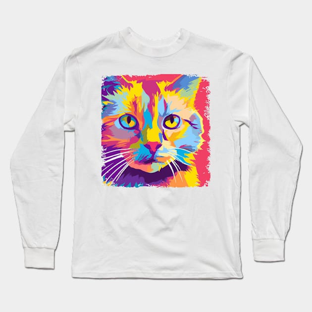 Javanese Cat Pop Art - Cat Lover Gift Long Sleeve T-Shirt by PawPopArt